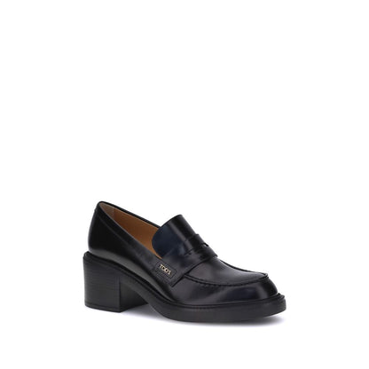 Tod's Schwarze Kalbsleder-Plateau-Loafer Bos Taurus