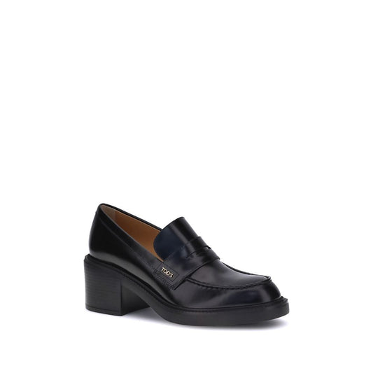 Tod's Schwarze Kalbsleder-Plateau-Loafer Bos Taurus