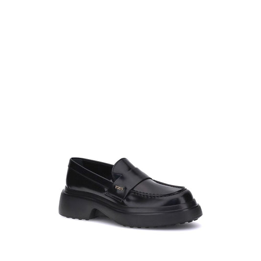 Schwarze Tod's Loafer mit Gummisohle und Plateau