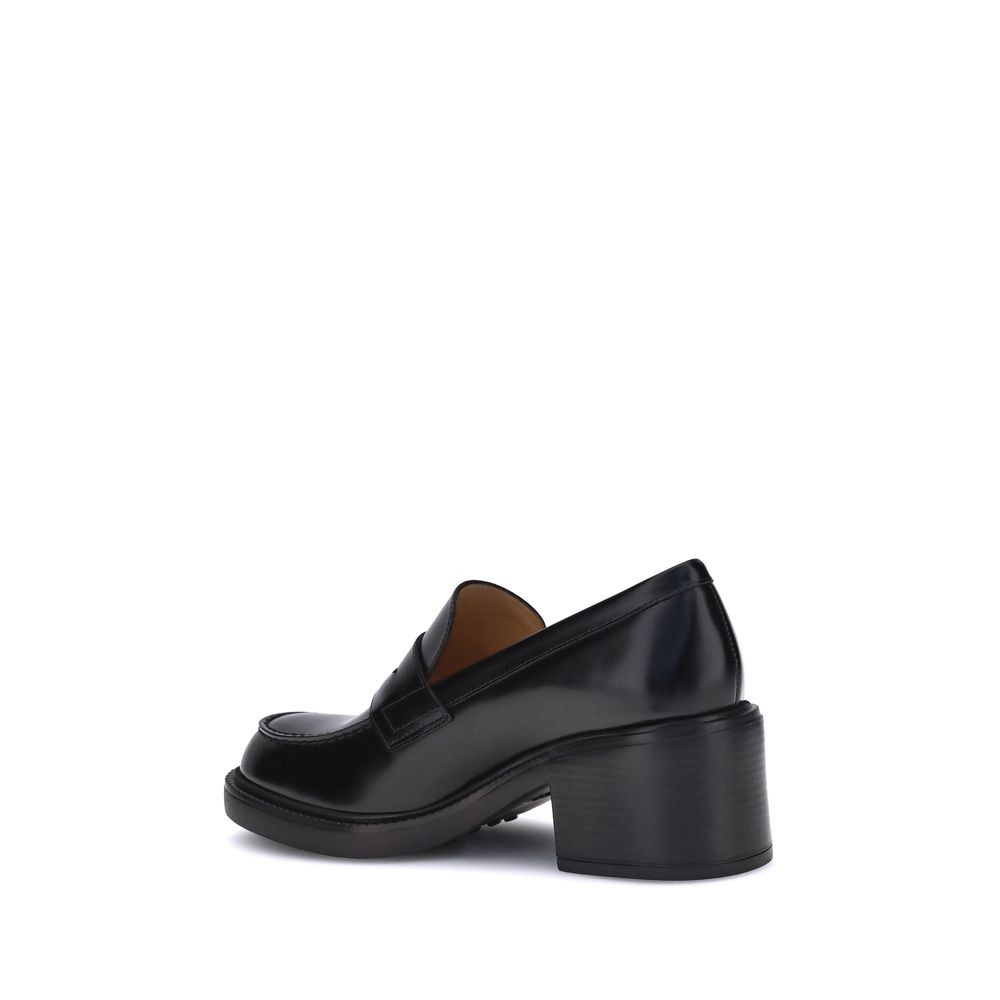 Tod's Schwarze Kalbsleder-Plateau-Loafer Bos Taurus