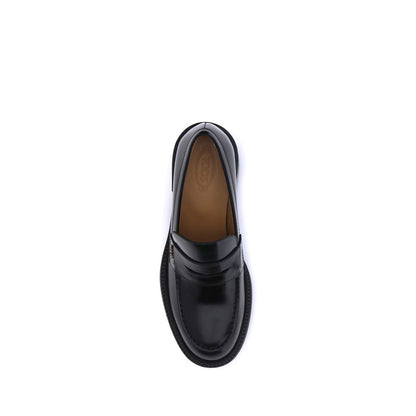 Tod's Schwarze Kalbsleder-Plateau-Loafer Bos Taurus