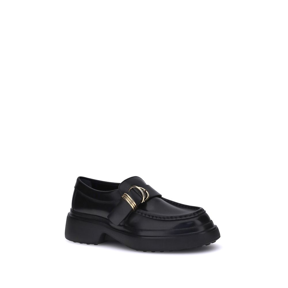 Schwarze Tod's Loafer mit Gummisohle und Plateau