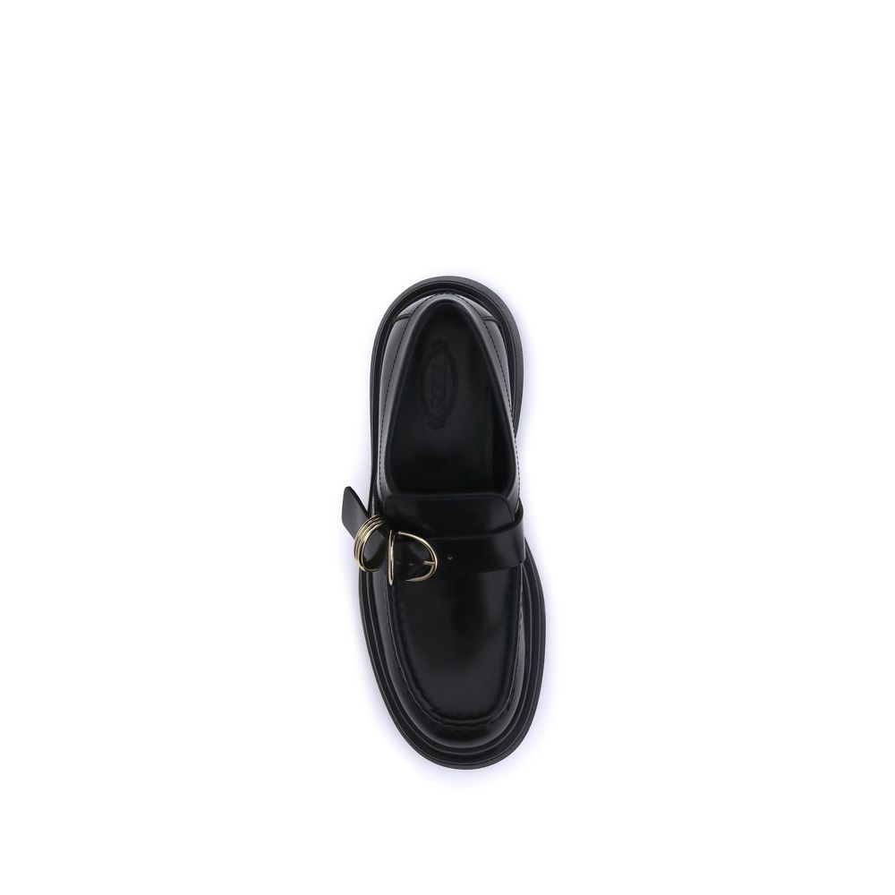 Schwarze Tod's Loafer mit Gummisohle und Plateau