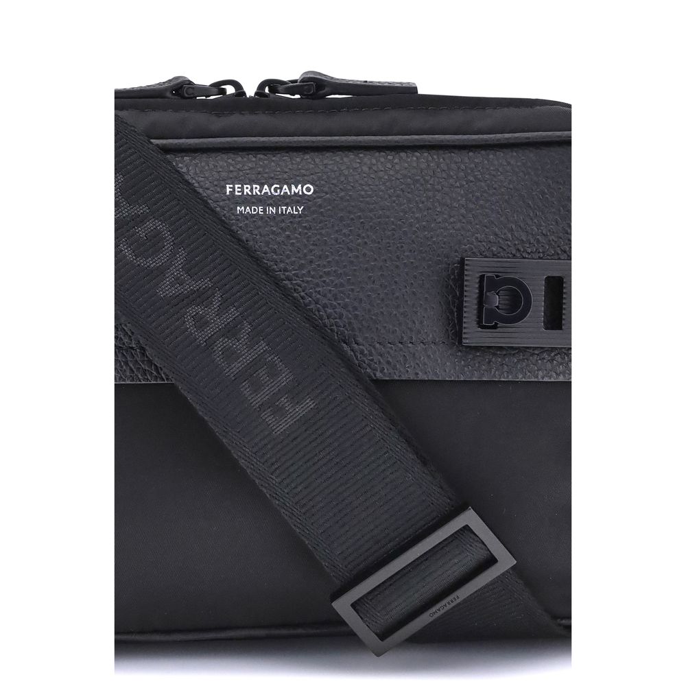 Ferragamo Schultertasche aus schwarzem Kalbsleder (Bos Taurus)