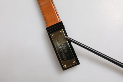 Dolce &amp; Gabbana – Gürtel aus brüniertem Leder mit goldener DG-Logoschnalle