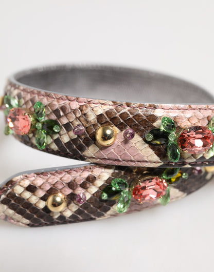 Dolce &amp; Gabbana – Mehrfarbiger Schultergurt mit Python-Verzierung und Kristallnieten