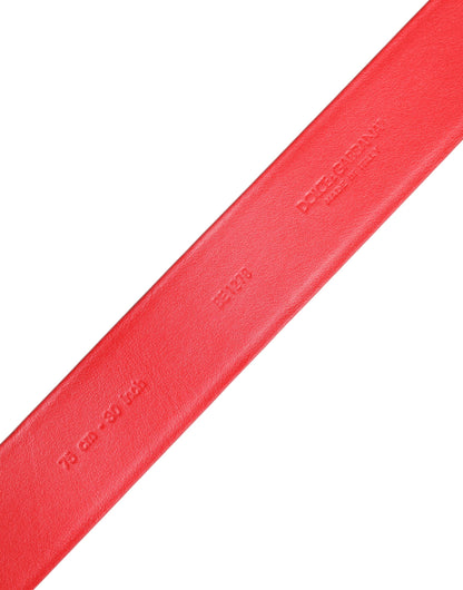 Dolce &amp; Gabbana – Roter Gürtel aus Kalbsleder mit verzierter Metallschnalle