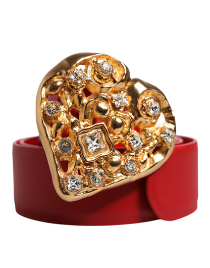 Dolce &amp; Gabbana – Roter Gürtel aus Kalbsleder mit verzierter Metallschnalle