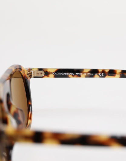 Dolce &amp; Gabbana – Runde Sonnenbrille aus Azetat mit Leopardenmuster in Braun