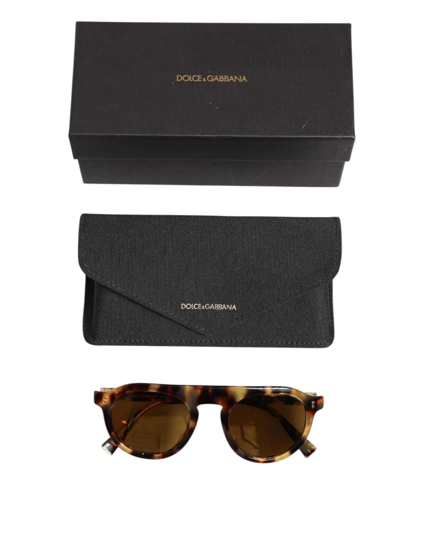 Dolce &amp; Gabbana – Runde Sonnenbrille aus Azetat mit Leopardenmuster in Braun