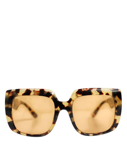 Dolce &amp; Gabbana – Eckige Sonnenbrille mit Leopardenmuster in Schwarz und Gelb in Havanna