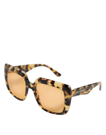 Dolce &amp; Gabbana – Eckige Sonnenbrille mit Leopardenmuster in Schwarz und Gelb in Havanna