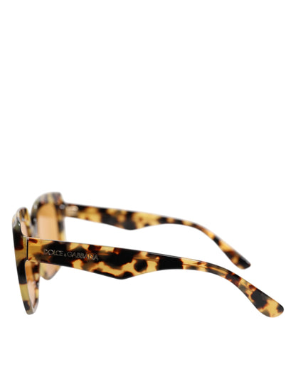 Dolce &amp; Gabbana – Eckige Sonnenbrille mit Leopardenmuster in Schwarz und Gelb in Havanna