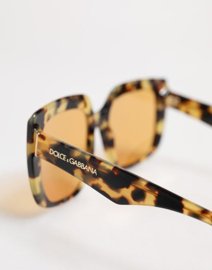 Dolce &amp; Gabbana – Eckige Sonnenbrille mit Leopardenmuster in Schwarz und Gelb in Havanna