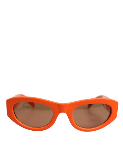 Dolce &amp; Gabbana – Orangefarbene Sonnenbrille „Reborn To Live“ mit ovalem Rahmen und Logo