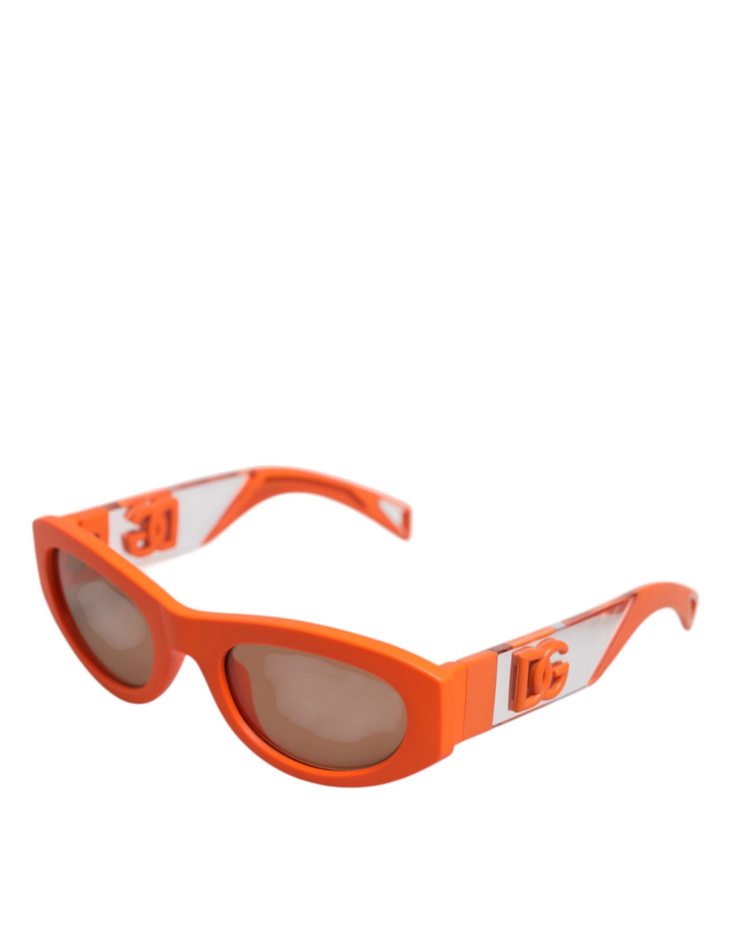 Dolce &amp; Gabbana – Orangefarbene Sonnenbrille „Reborn To Live“ mit ovalem Rahmen und Logo