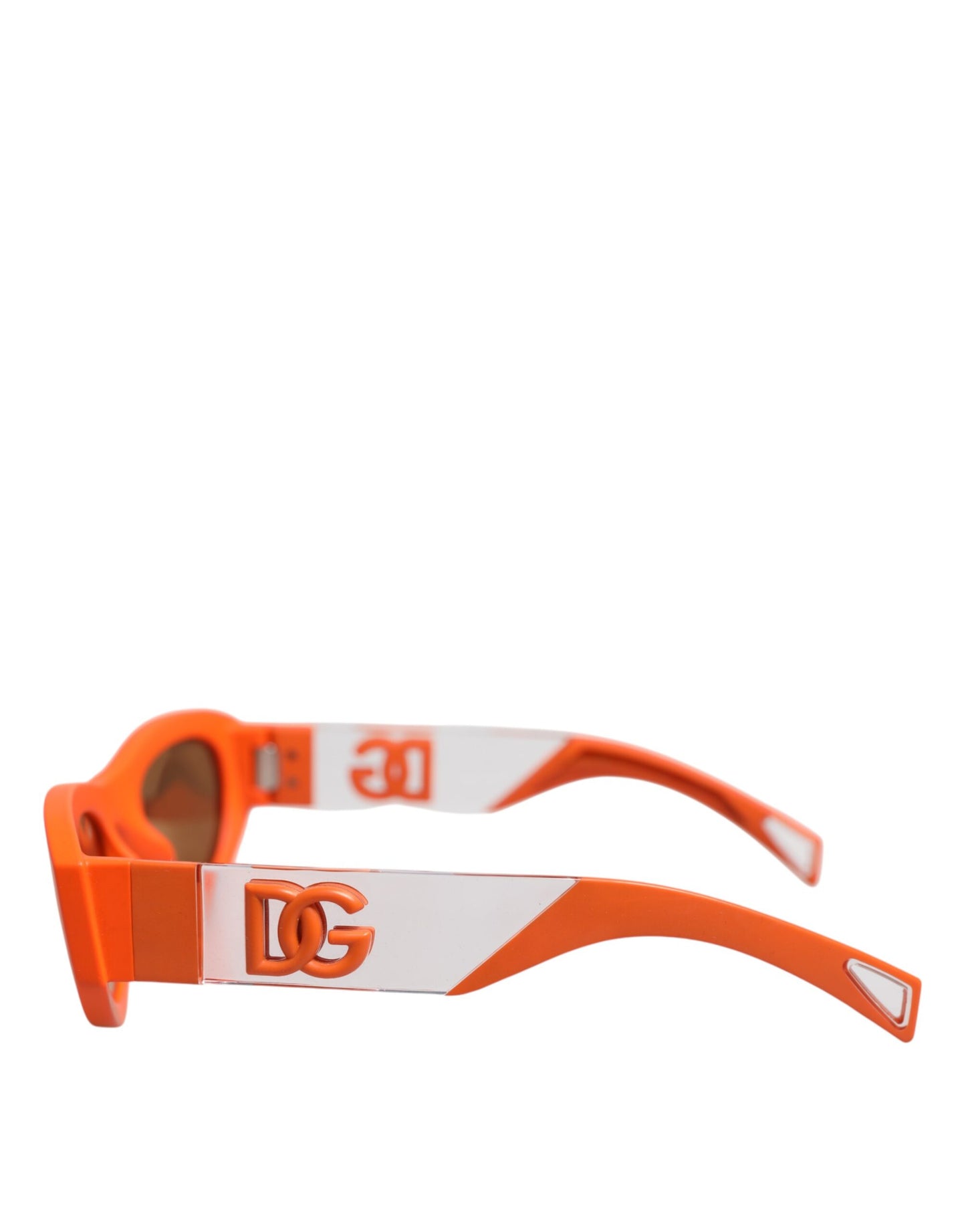 Dolce &amp; Gabbana – Orangefarbene Sonnenbrille „Reborn To Live“ mit ovalem Rahmen und Logo