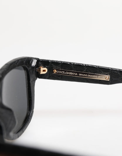 Dolce &amp; Gabbana – Sonnenbrille mit getönten Gläsern und schwarzem Lederrahmen DG4177
