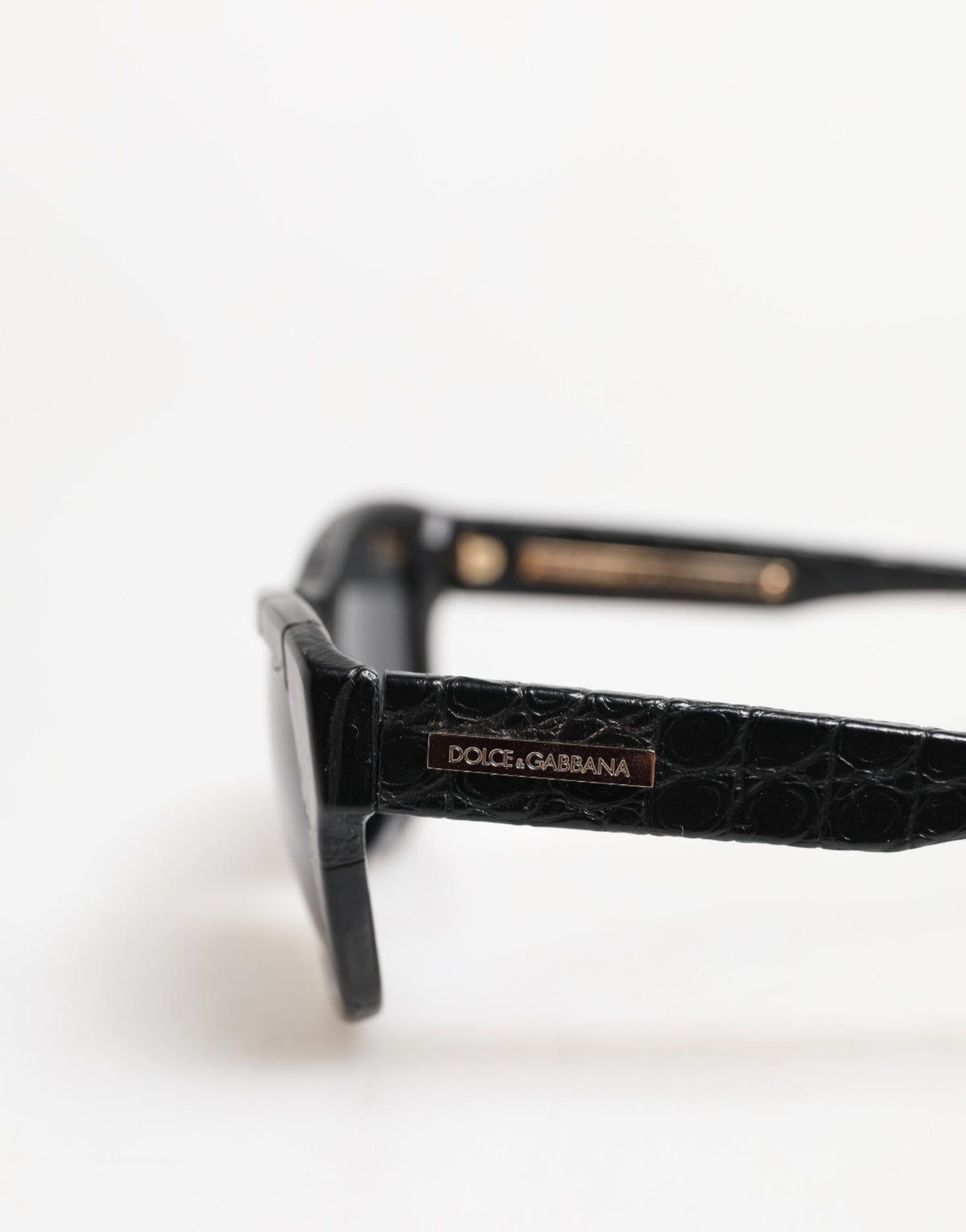 Dolce &amp; Gabbana – Sonnenbrille mit getönten Gläsern und schwarzem Lederrahmen DG4177