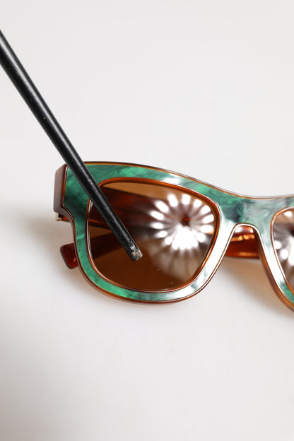 Dolce &amp; Gabbana Grün Braun Marmoriertes Acetat DG4379-F Brillen-Sonnenbrille
