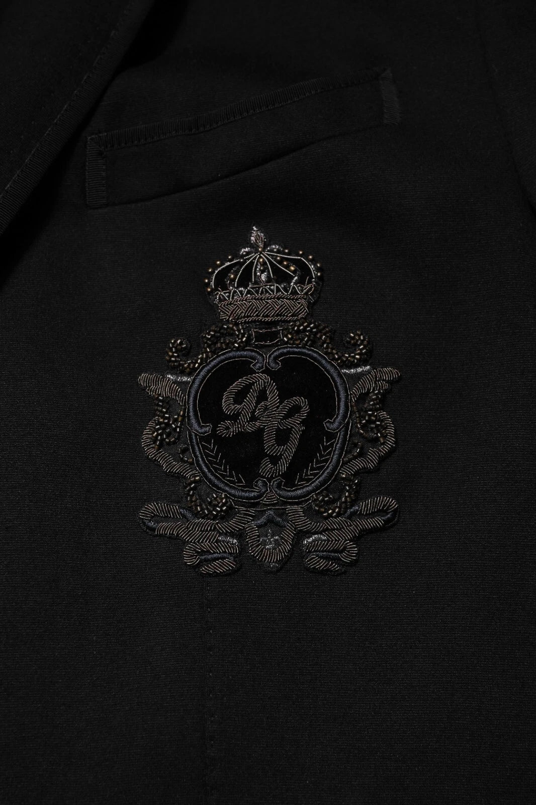 Dolce &amp; Gabbana – Blazer-Manteljacke aus schwarzer Viskose mit DG-Krone