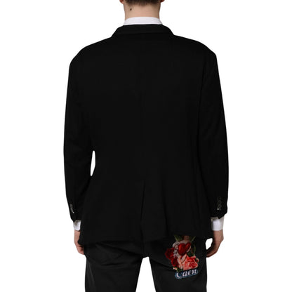 Dolce &amp; Gabbana – Blazer-Manteljacke aus schwarzer Viskose mit DG-Krone