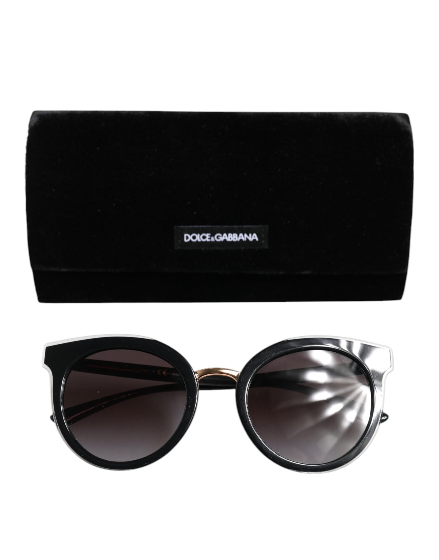 Dolce &amp; Gabbana Schwarze, transparente Rand-Sonnenbrille DG4371-F