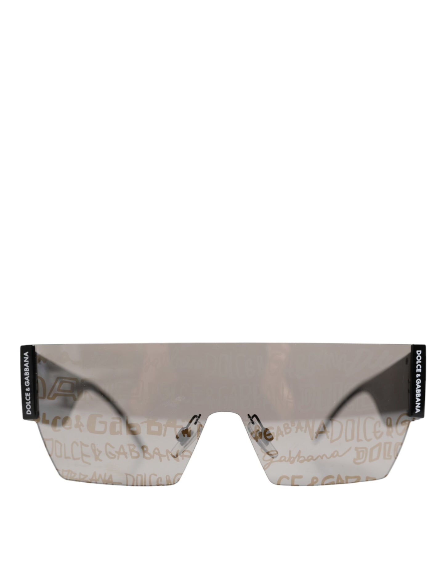 Dolce &amp; Gabbana Sonnenbrille mit schwarzem Metallrahmen und DNA-Graffiti-Motiv DG2233