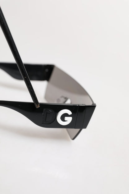 Dolce &amp; Gabbana Sonnenbrille mit schwarzem Metallrahmen und DNA-Graffiti-Motiv DG2233