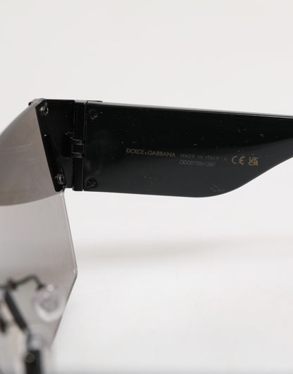 Dolce &amp; Gabbana Sonnenbrille mit schwarzem Metallrahmen und DNA-Graffiti-Motiv DG2233
