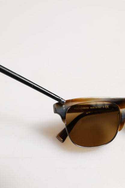 Dolce &amp; Gabbana Braun gestreifte Acetat-Sonnenbrille DG4305