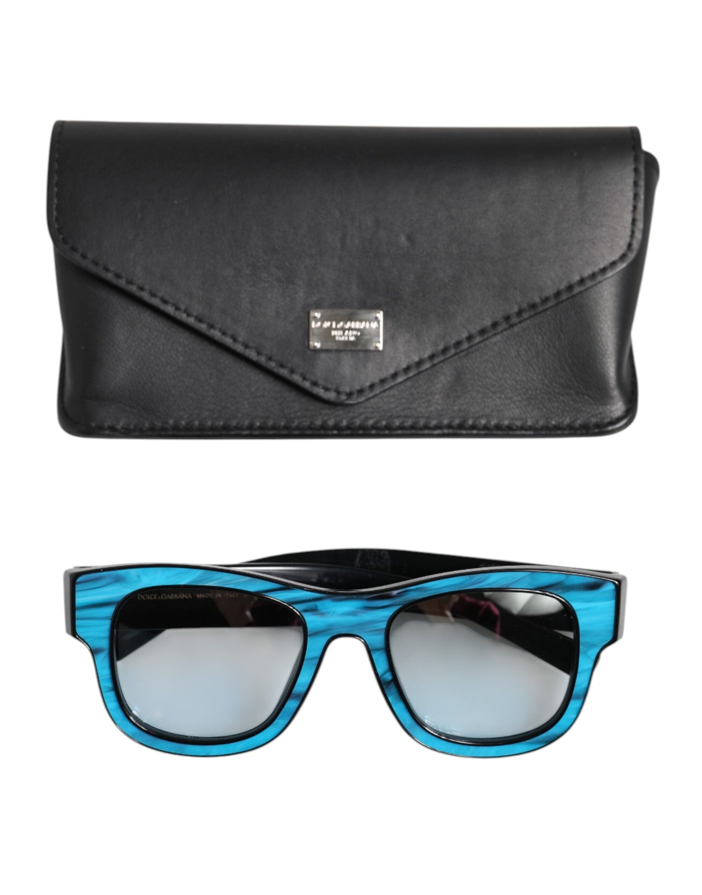 Dolce &amp; Gabbana Blau Schwarz Marmoriertes Metall DG2215K Brillen Sonnenbrille