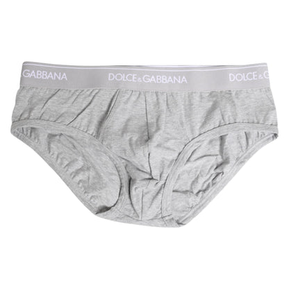 Dolce &amp; Gabbana Graue Baumwollstretch-Unterhose in normaler Passform