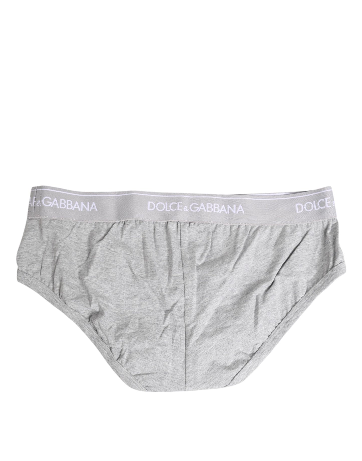 Dolce &amp; Gabbana Graue Baumwollstretch-Unterhose in normaler Passform