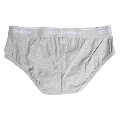 Dolce &amp; Gabbana Graue Baumwollstretch-Unterhose in normaler Passform