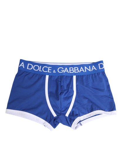 Dolce & Gabbana Blue Cotton Stretch Regular Boxer Underwear