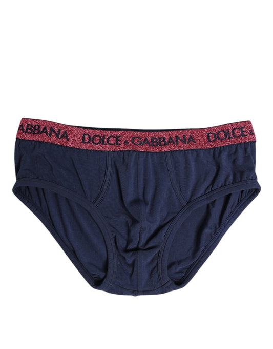 Dolce & Gabbana Blue Red Logo Stretch Regular Brief Underwear