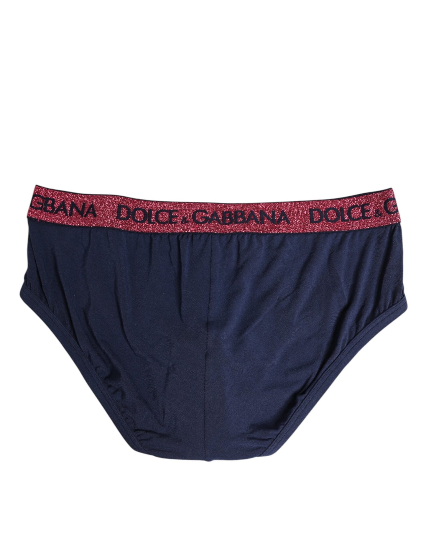 Dolce &amp; Gabbana – Blau-rote Stretch-Unterhose mit Logo in normaler Passform