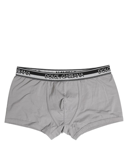 Dolce &amp; Gabbana – Graue Boxershorts aus Baumwollstretch in regulärer Passform