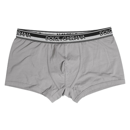 Dolce &amp; Gabbana – Graue Boxershorts aus Baumwollstretch in regulärer Passform
