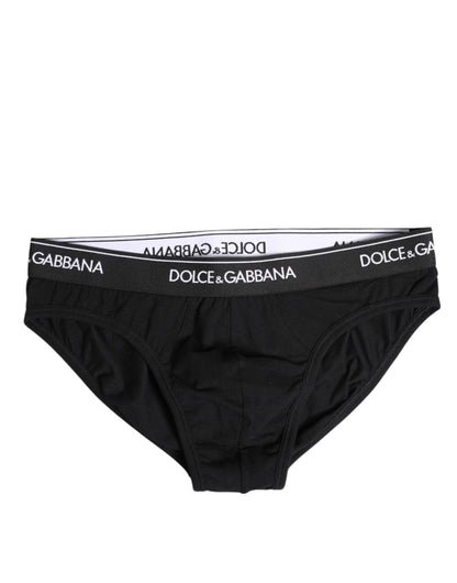 Dolce &amp; Gabbana – Schwarze Slips aus Baumwollstretch in normaler Passform