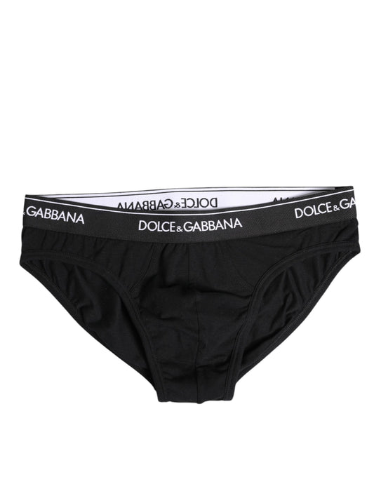 Dolce &amp; Gabbana – Schwarze Slips aus Baumwollstretch in normaler Passform