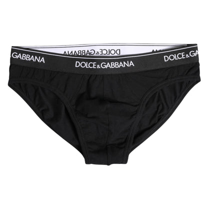 Dolce &amp; Gabbana – Schwarze Slips aus Baumwollstretch in normaler Passform