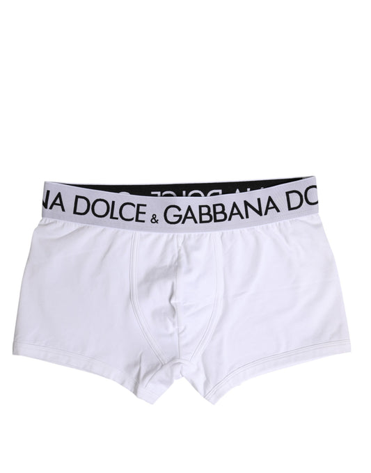 Dolce &amp; Gabbana – Boxershorts aus weißem Baumwollstretch in normaler Passform