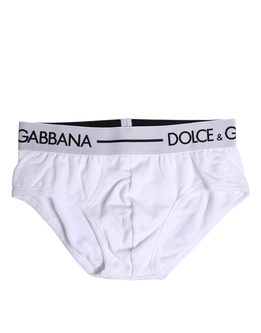 Dolce &amp; Gabbana – Weiße, normale Slip-Unterhose aus Baumwollstretch