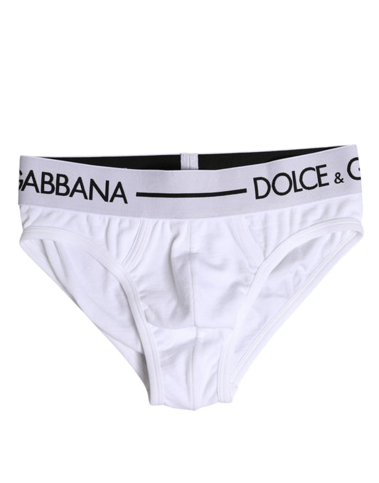 Dolce &amp; Gabbana – Weiße, normale Slip-Unterhose aus Baumwollstretch
