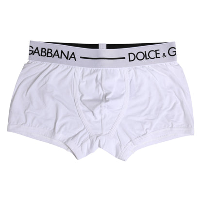 Dolce &amp; Gabbana – Boxershorts aus weißem Baumwollstretch in normaler Passform