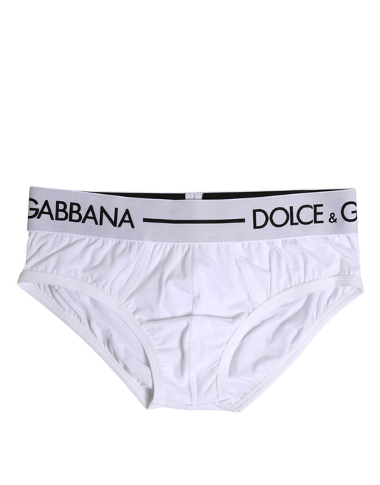 Dolce &amp; Gabbana – Weiße, normale Slip-Unterhose aus Baumwollstretch