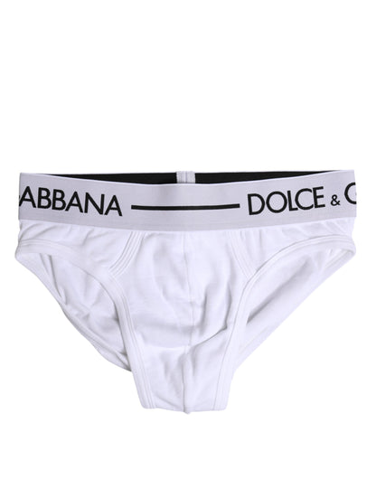 Dolce &amp; Gabbana – Weiße, normale Slip-Unterhose aus Baumwollstretch