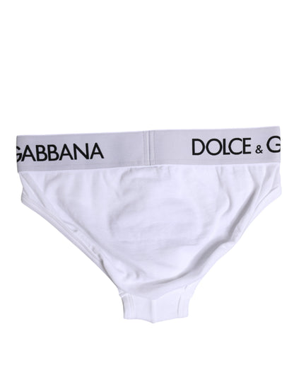 Dolce &amp; Gabbana – Weiße, normale Slip-Unterhose aus Baumwollstretch